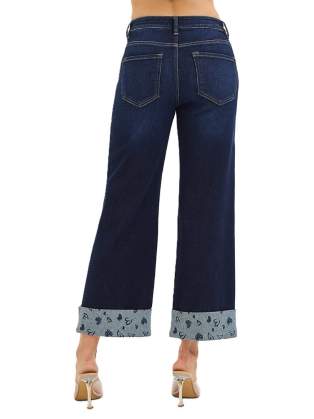 Risen Jeans Crop Wide with Printed Cuff Jeans - Picture 3 of 5